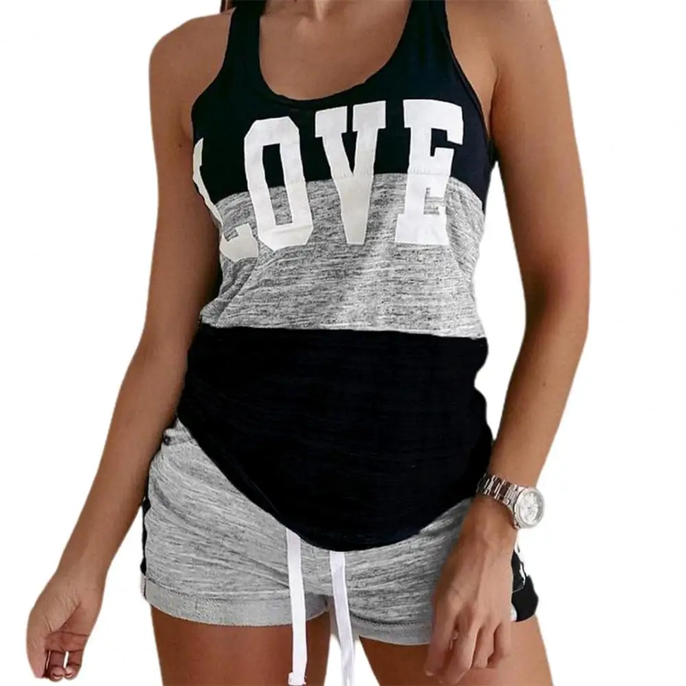 

Summer Casual Cotton Two Piece Set Tracksuit Letter Design Drawstring Women Pajama Lounge Shorts Sets for Out-going