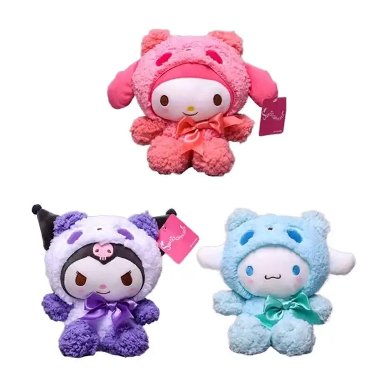 

Sanrio серии трансформируется в куклу панды Kawaii Мультфильм Kuromi Mymelody Cinnamoroll плюшевые куклы украшения плюшевые игрушки