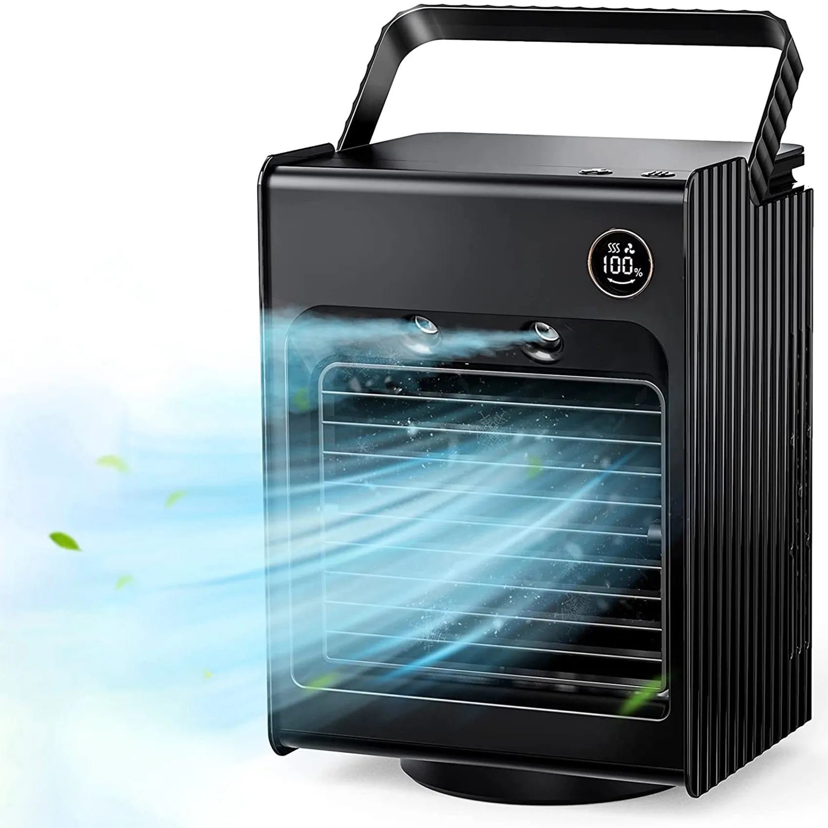 

Портативный вентилятор кондиционера, 3-скоростной персональный настольный вентилятор, мини испарительный вентилятор с ручкой, черный