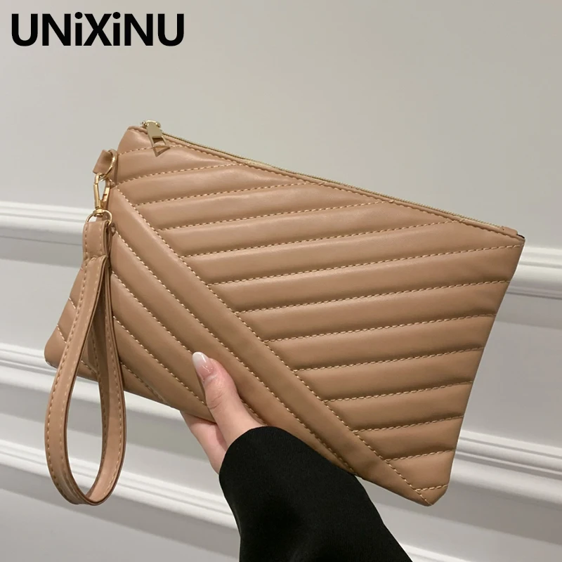 

Minimalist Quilted Clutch Bag Women Luxury Pu Leather Women's Envelope Bag Designer Light Thin Ladies Handbag Purses