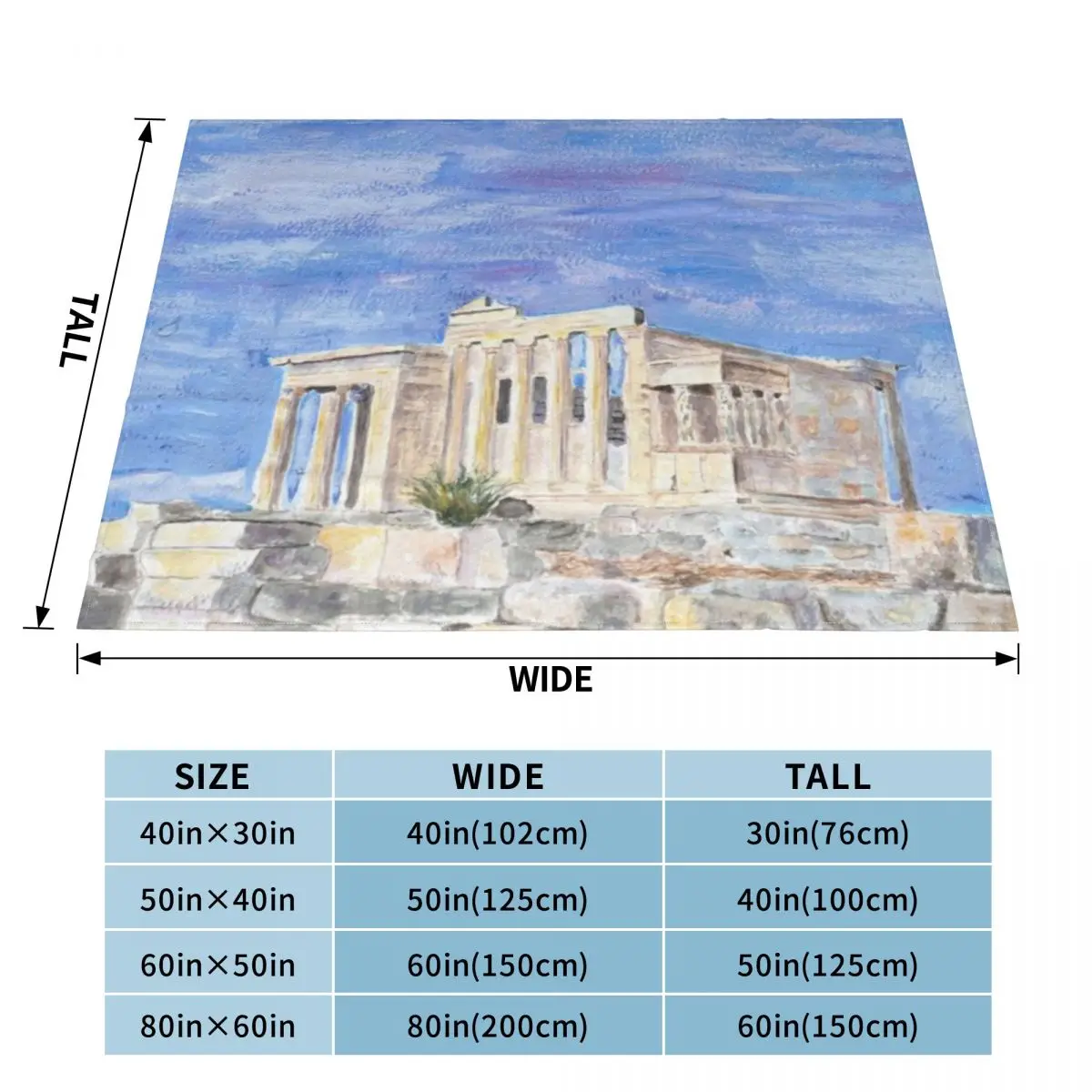 Ультрамягкое Флисовое одеяло с изображением акрополиса Греции Афин