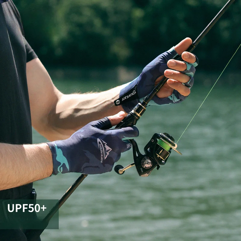 

Summer Fishing Gloves Half Finger Anti-slip Breathable Sun Block Ice Silk Gloves High Elastic Men Cycling Gloves