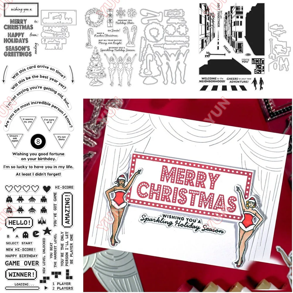 Штампы и штампы новинка 2024 рождественская ретро-игра интерактивная