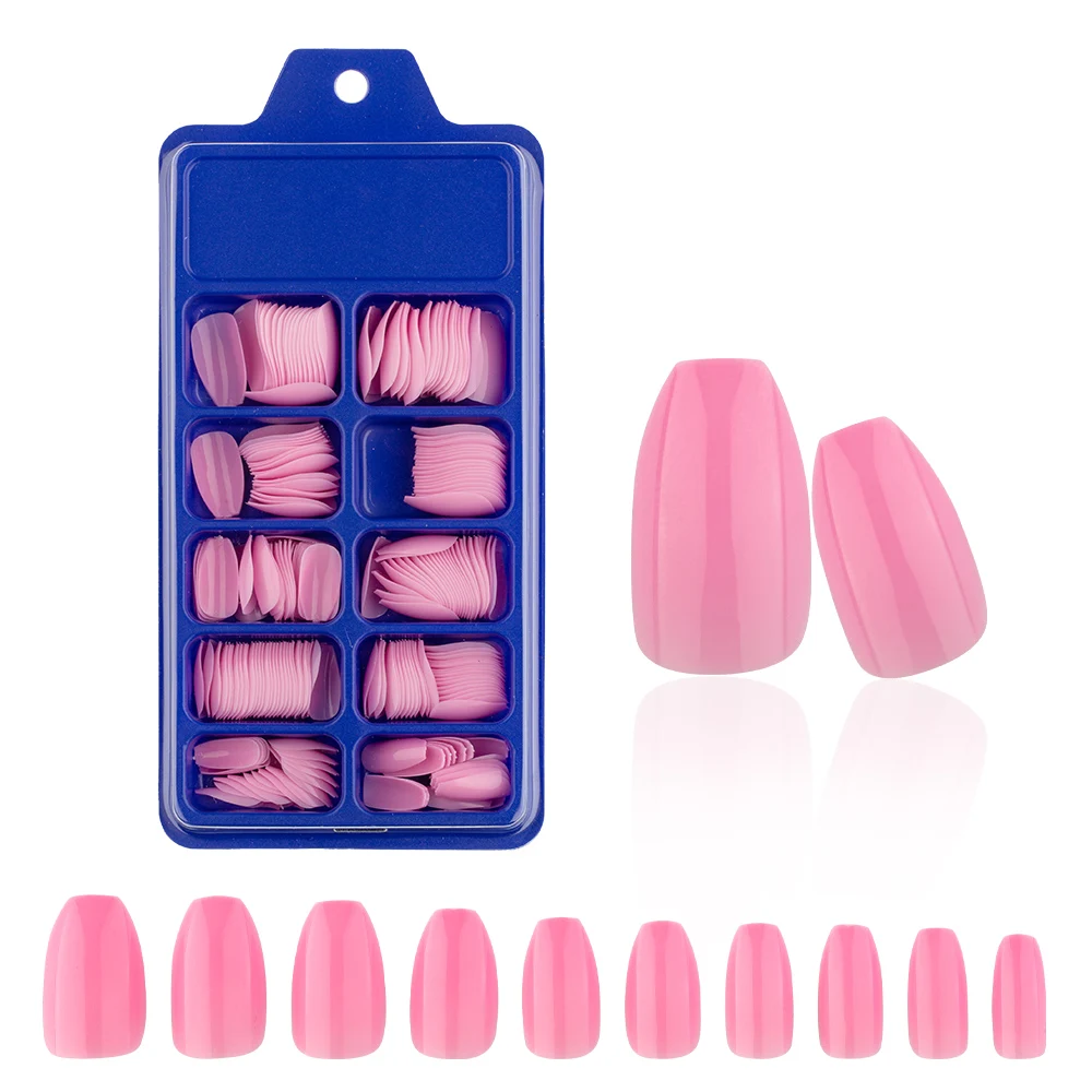 Глянцевые короткие накладные ногти 240 шт./коркор. акриловые телесного цвета