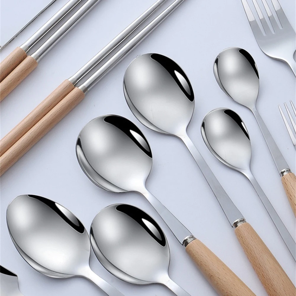 Деревянная ручка нож из нержавеющей стали вилка искусственная еда для стейка