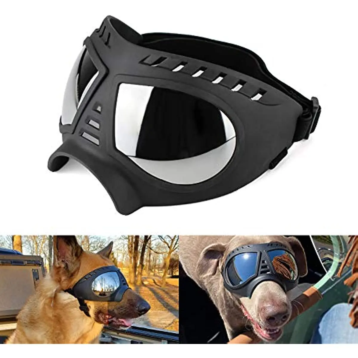 

ATUBAN Soft Dog Goggles UV Protection Sunglasses Large Small-Medium Dogs Windproof Anti-Fog Sport Pet Glasses for Long Snout Dog