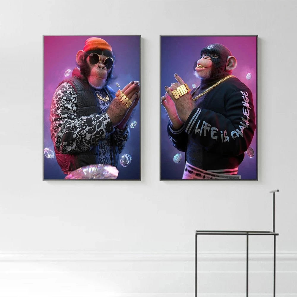 Swag Thug плакаты о деньгах современная поп-уличная Художественная печать, мудрые обезьяны, забавная живопись на холсте с животными для украшения стен комнаты