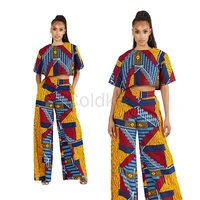 ladies african clothes for women sexy boho summer ankara african printing top and pant robe africaine femme african 2 pcs set