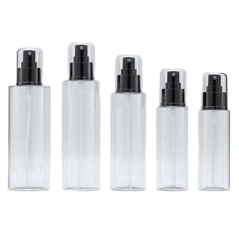 

100/120/150/200/250ml PET Plastic Fine Mist Spray Bottle Cylinder Alcohol Sprayer Perfume Cosmetic Toner Water Spray Bottle10pcs