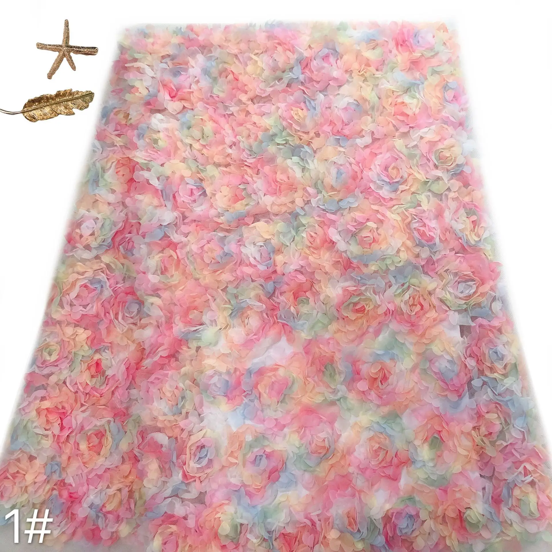 

Цветная Трехмерная ткань с вышивкой в виде лепестков розы, ткань для вышивки одежды своими руками