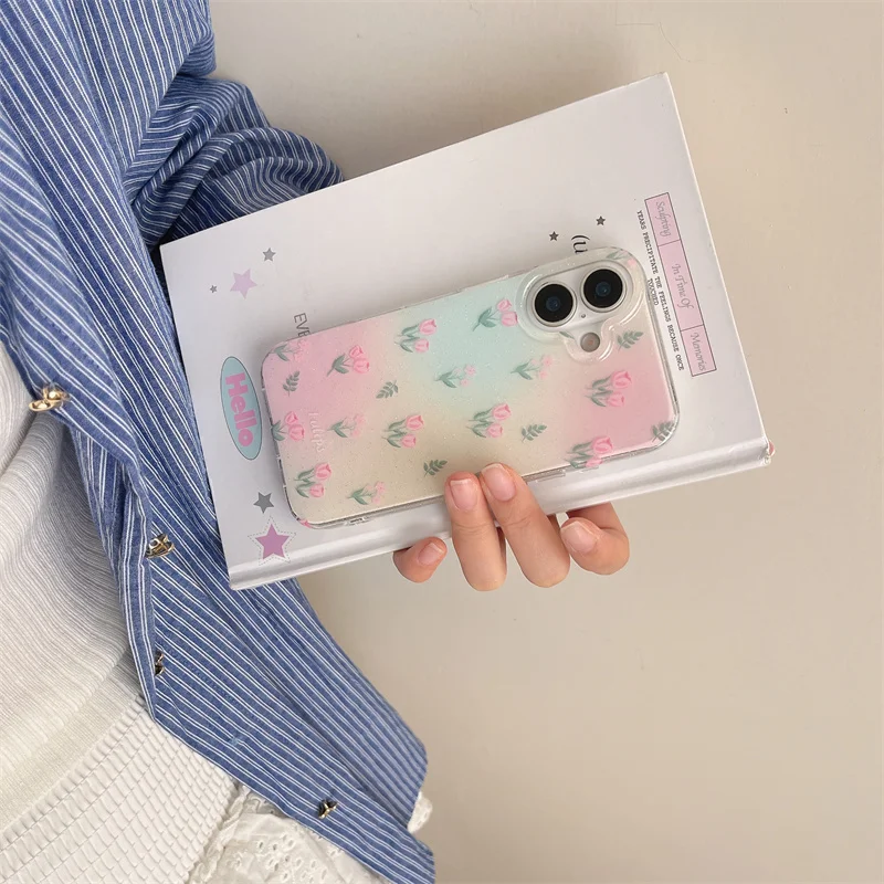 Чехол для телефона с цветами iPhone 16 Pro 15 13 14 Max 15Pro противоударный чехол цепочкой в