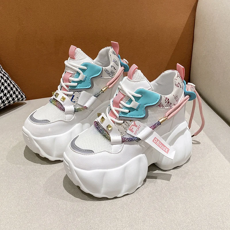 

Breathable Chunky Sneakers New 2023 High Top Women Shoes Platform Leather White Shoes Ladies Casual Short Boots Zapatos De Mujer