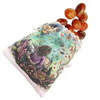 tarot card holder fairy tarot card storage bag small jewelry pouch tarot card bag portable flannel print tarot cloth bag with