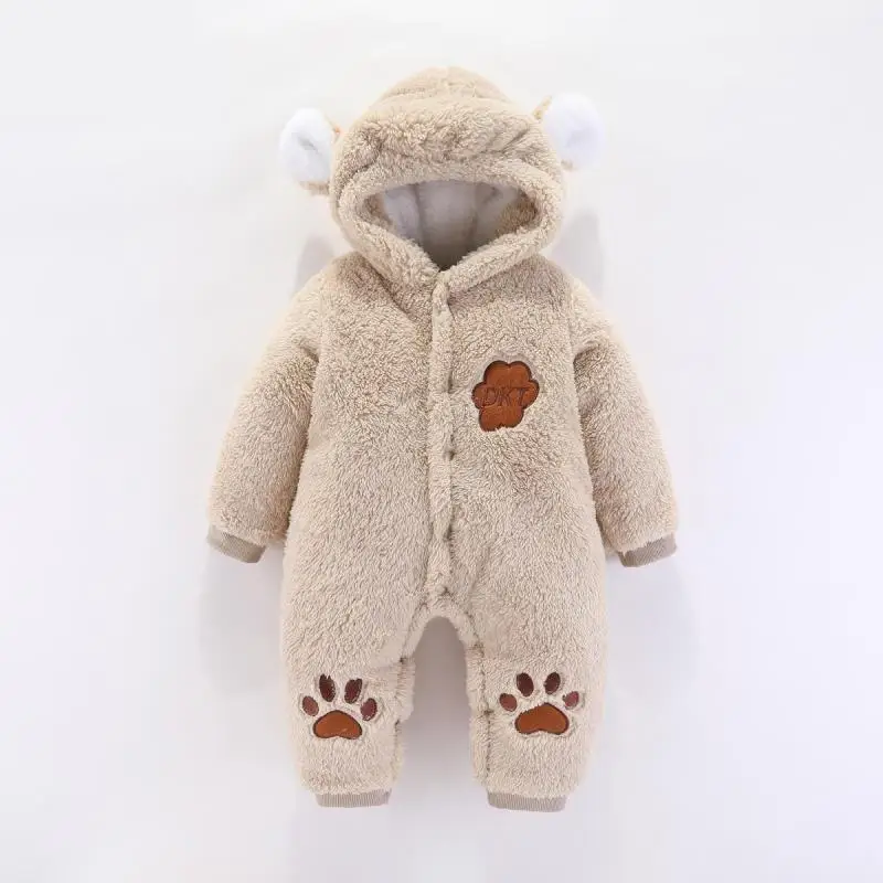 

Одежда для новорожденных, детский комбинезон из полиэстера с капюшоном для мальчиков, зимние комбинезоны коричневого цвета для детей 3 мес....