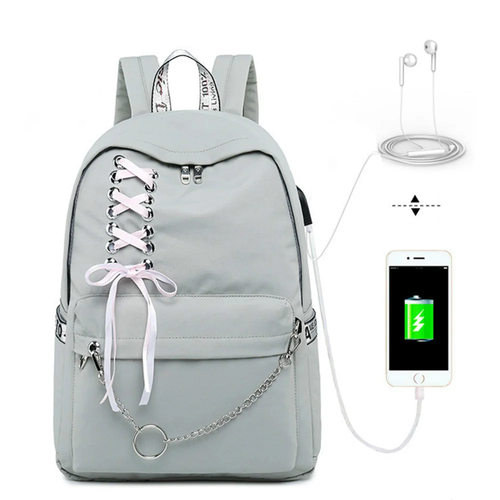 Модная школьная сумка для девушек, женский студенческий рюкзак для ноутбука, детские школьные сумки для девочек-подростков, женские серые р...