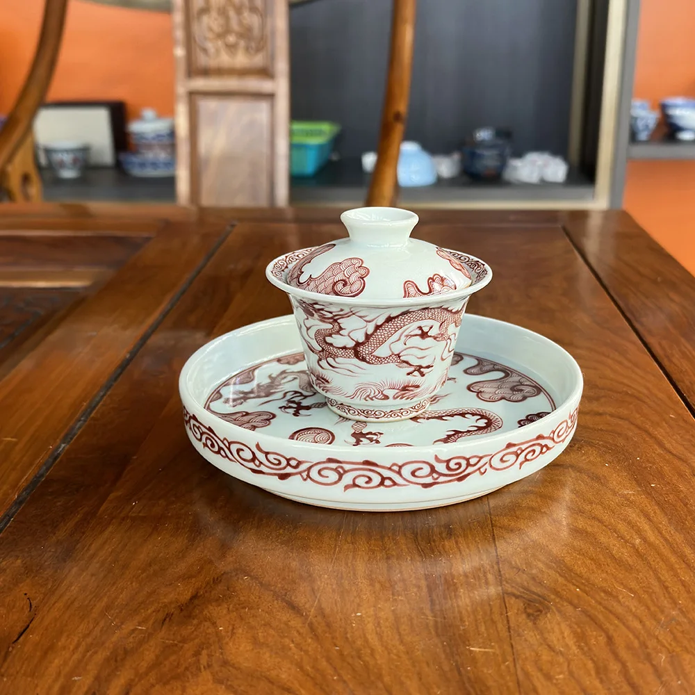Деревянная печь ручной работы Цзиндэчжэнь красная и розовая чайная чашка Гавань