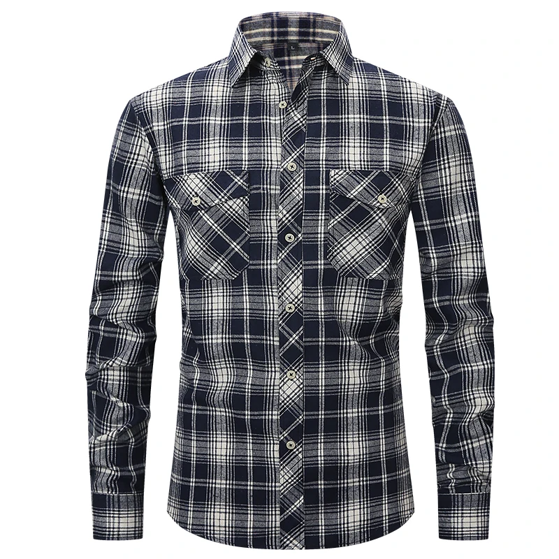 Autumn 2022 New Long Sleeve Plaid Men's Shirts For Men Casual Business Shirt Oversized Slim Fashion Retro Gentleman Clothing
