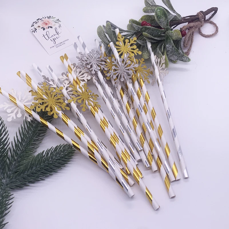 10 кусочков снежной соломы Рождественская вечеринка Украшения Одноразовая