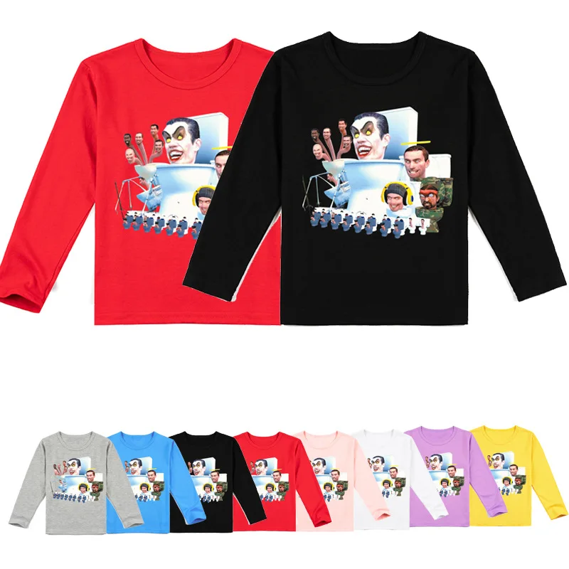 

Cartoon Skibidi Toilet T Shirt Kids Autumn Long Sleeve Tops Toddler Boys Cartoon Camera TV Man Clothes Baby Girls Casual Tshirts