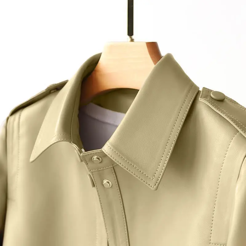 Куртка женская короткая из ПУ кожи свободная однотонная искусственной модная