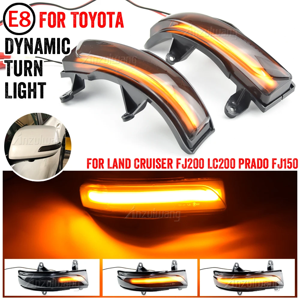Фото Для Toyota Land Cruiser LC200 FJ200 Prado FJ150 2010-2020 боковое зеркало светодиодный динамический поворотник последовательный указатель поворота №4