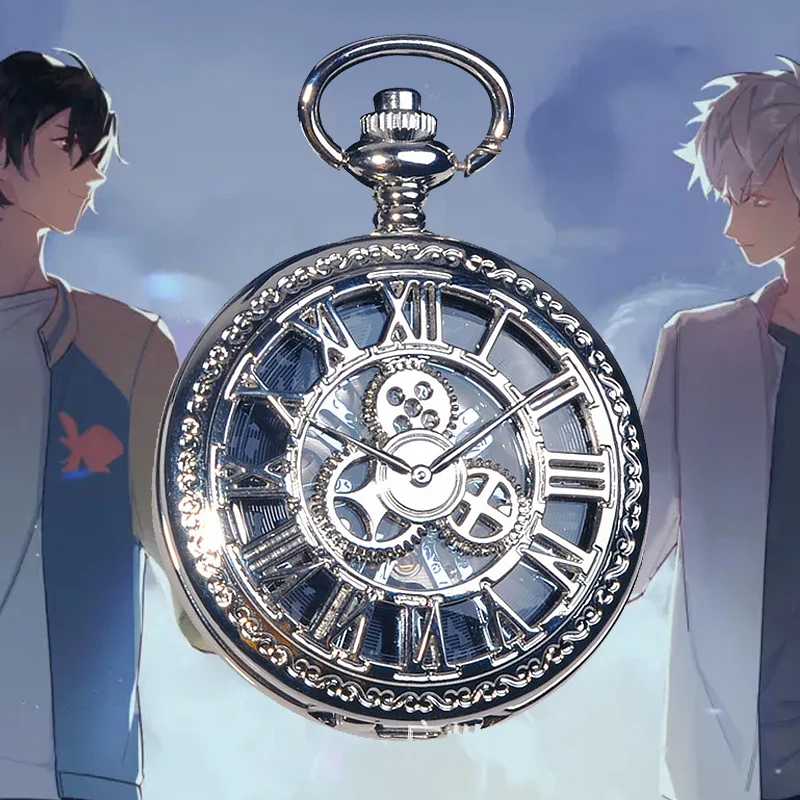 Anime Time Agent Lucas Pocket Watch Steampunk Vintage Roman Numerals Mechanical Pocket Watch Necklace Pendant Clock Men Women