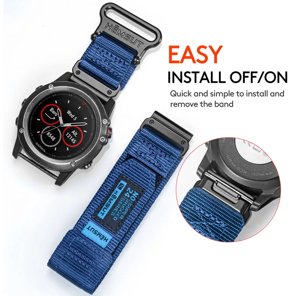 

Compatible With Quickfit 20 22 26mm Garmin Watch Band Nylon Sports Wrist Strap For Fenix7 6 5/Forerunner/EPIX /Tactix
