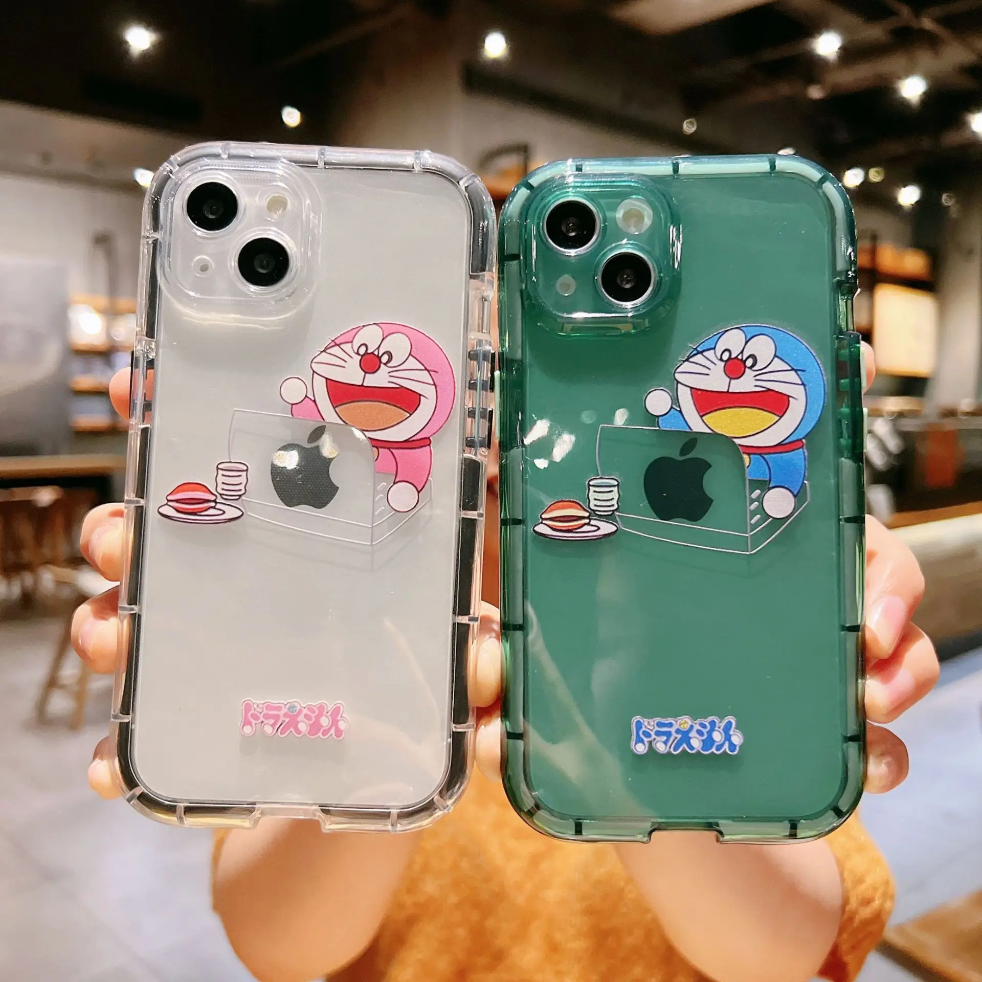 Kawaii Doraemon Iphone 14/12/13 Luminous Case Cartoon Creative Apple Couple Protective Case Anti Drop Silicone Apple Shell