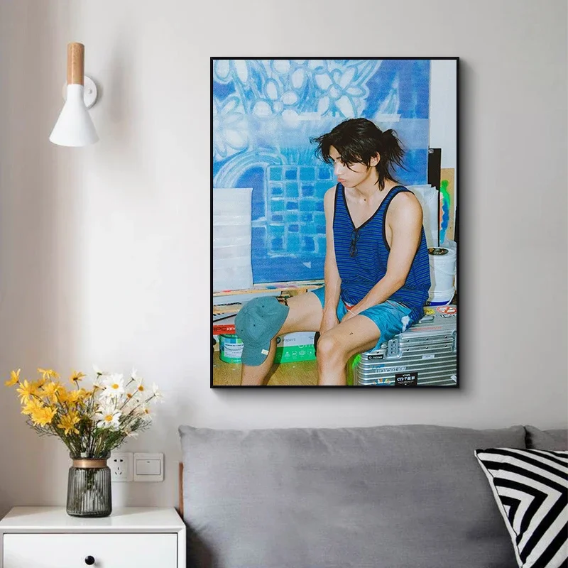 Kpop Star Kim Tae Hyung V Постер С Принтом На Холсте Без Рамы В Корейском Стиле Настенное