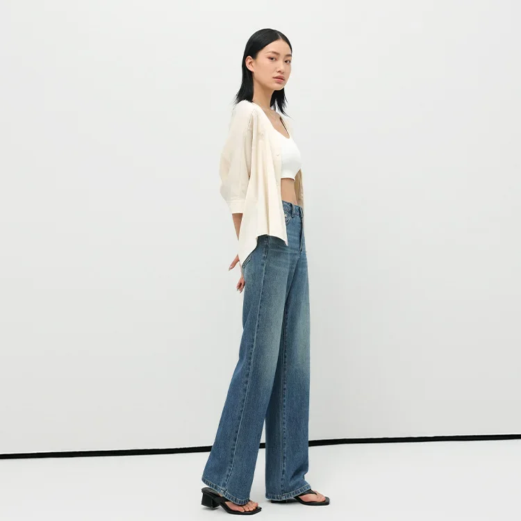 Женские винтажные джинсы с высокой талией прямые свободные узкие брюки из денима