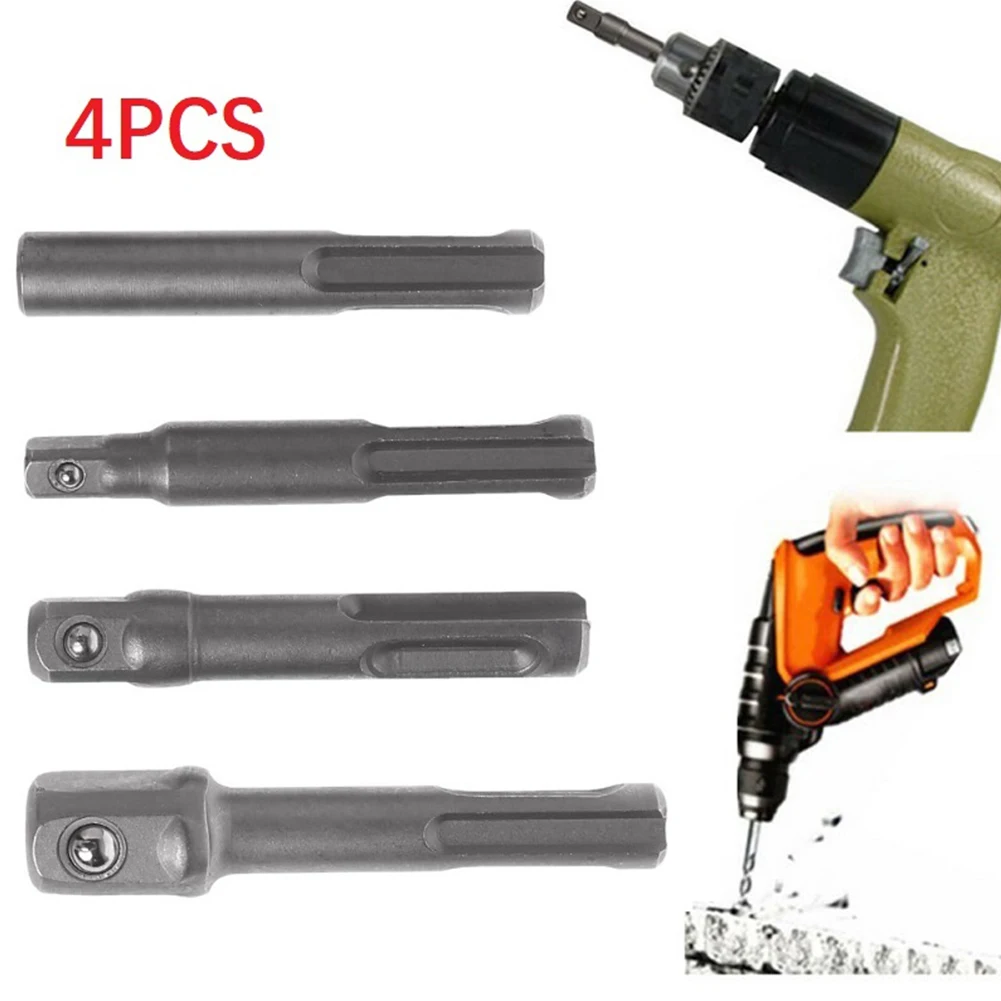 4Pcs SDS Shank Plus Socket Adapter Hammer Drill Adapter Impact Driver Extension Socket Hex Universal Bit Electric Tool Accs