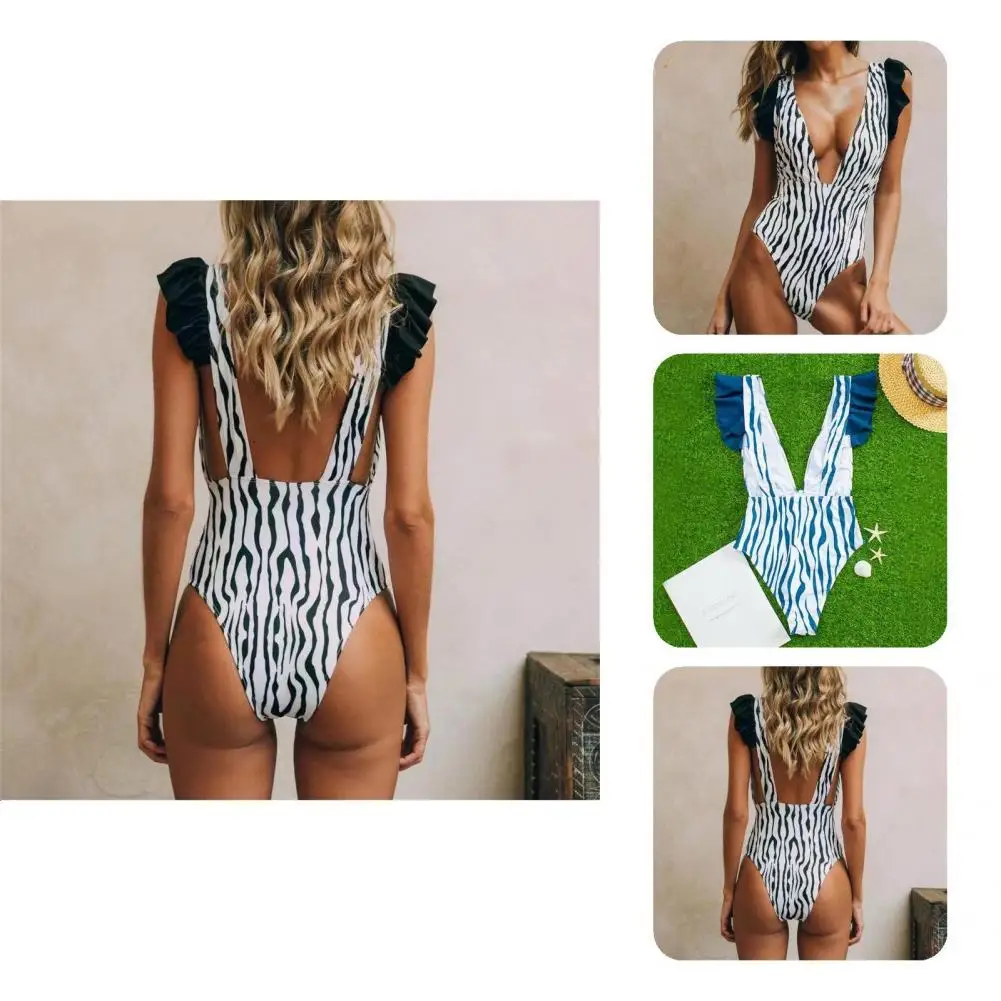 

Популярный Монокини, бикини в полоску, сексуальное женское бикини с принтом, облегающее бикини