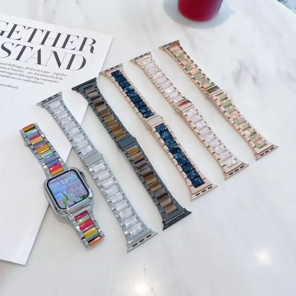 Compatible With Apple Watch 8 7 Ultra 49mm 41mm 45mm 44mm 40mm Thin Lightweight Resin Rtrap Stainless Steel Buckle