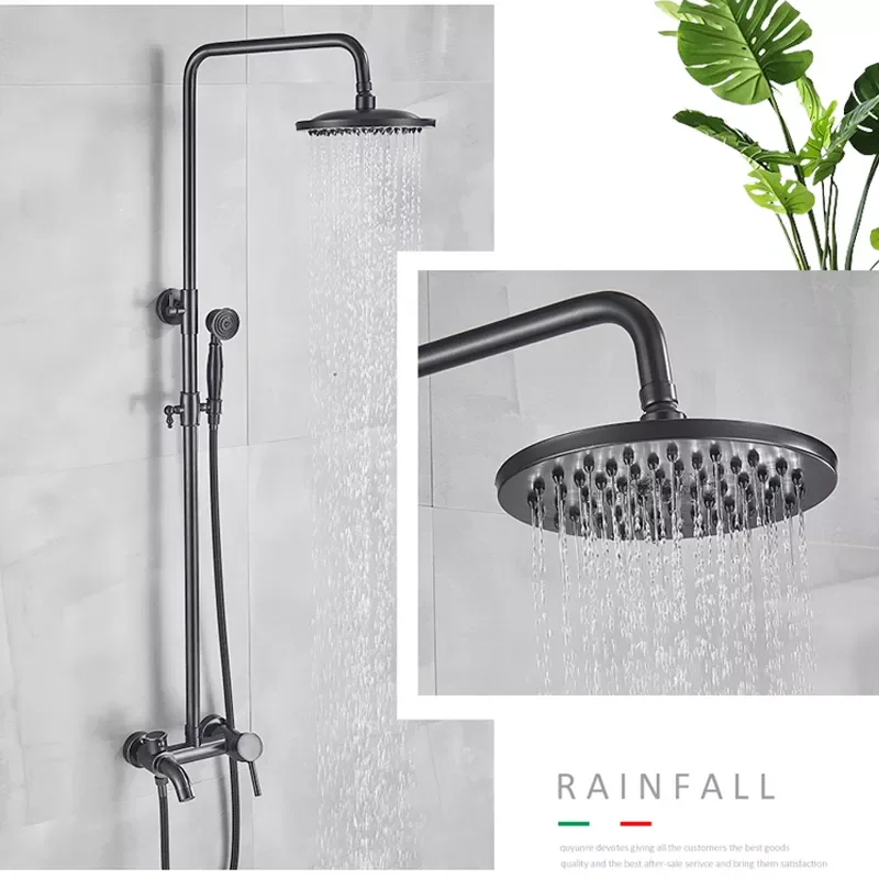 

Blackend Shower Faucet Rainfall Shower Wall Mount Black Shower System Single Handle Mixer Tap Black Shower Mixer For Bathroom