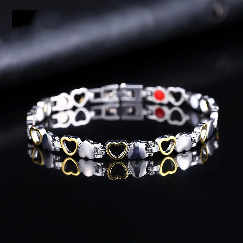 

Trendy Simple beautiful hollow heart-shaped couple bracelets Magnet Weight Loss Slimming Anti Fatigue Energy Bangles Gift
