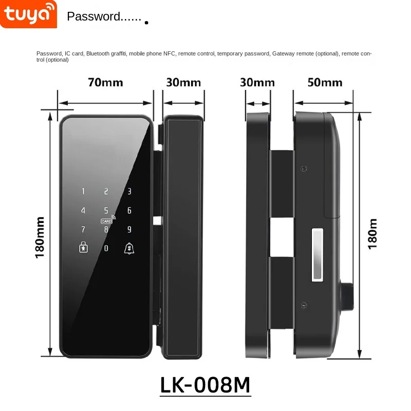 Стеклянный умный дверной замок с граффити без рамы для офиса функцией