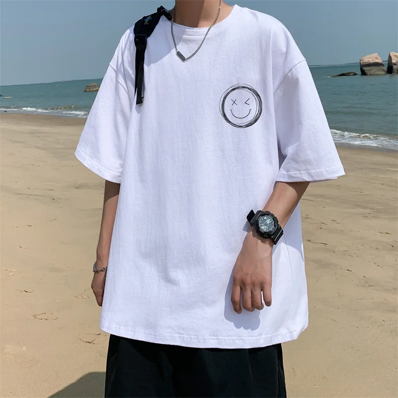 

Men's Cotton Fashion T-shirt Funny Mens Summer Tshirts White Oversized Tee Shirts 3XL Casual T Shirt Tee For Man Streetwear