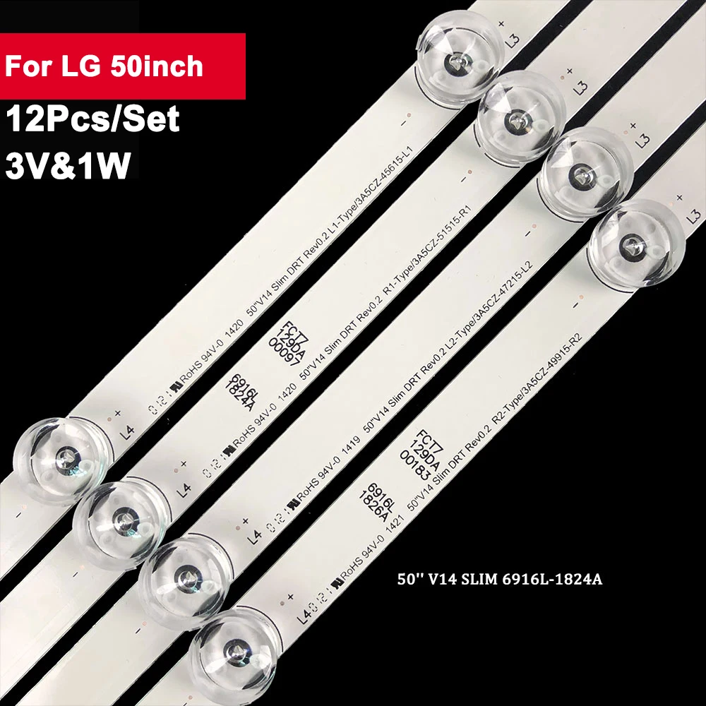 

3V Tv Backlight Led Strip For LG 50inch 50'' V14 SLIM 6916L-1824A 12Pcs/Set Tv Repair Spare Parts TX-50AS740 TX-50AS650