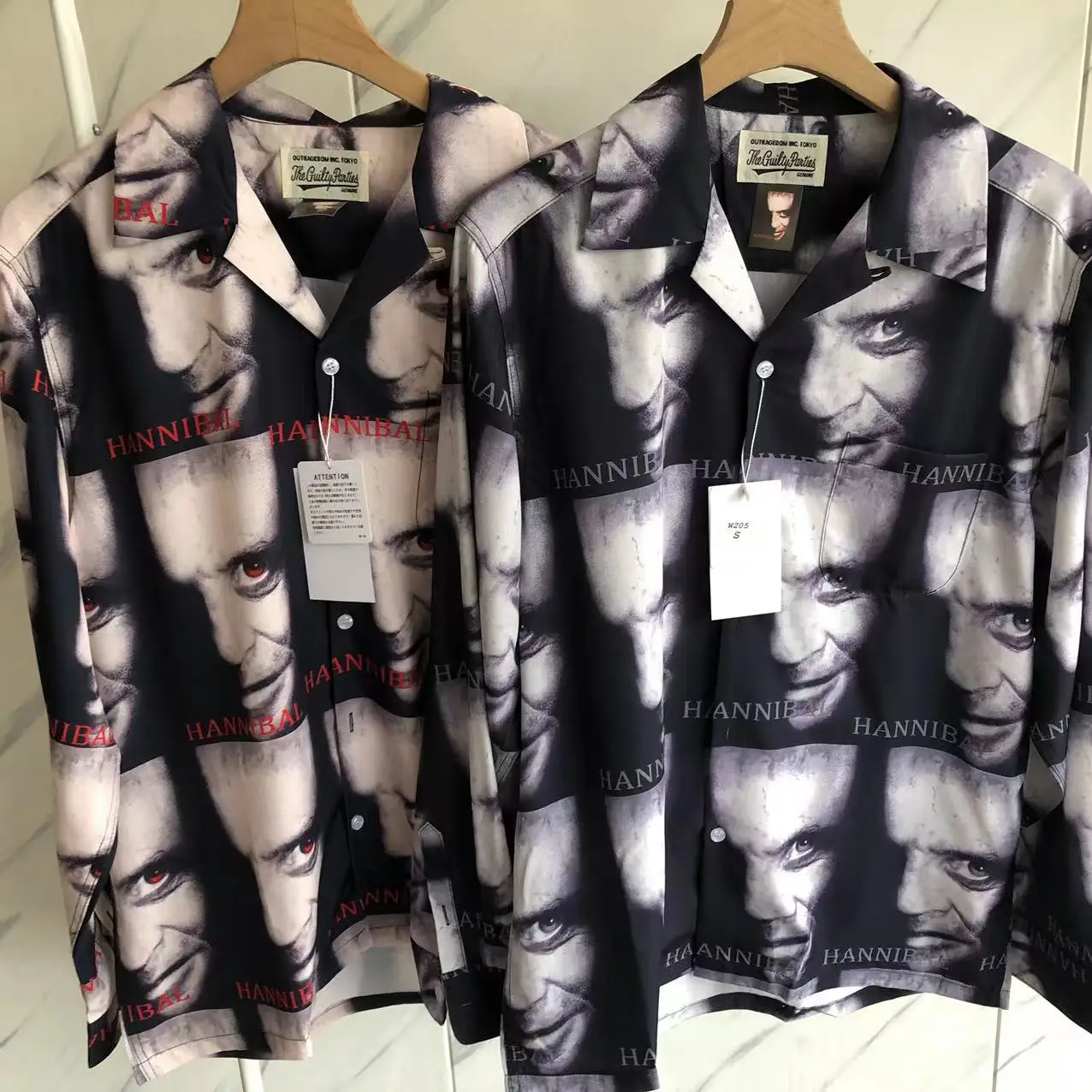 

Hip Hop WACKO MARIA Hawaiian Long Sleeved Movie Image Print Shirt Men Women Top Quality Vintage 2023FW Shirts Kanye West