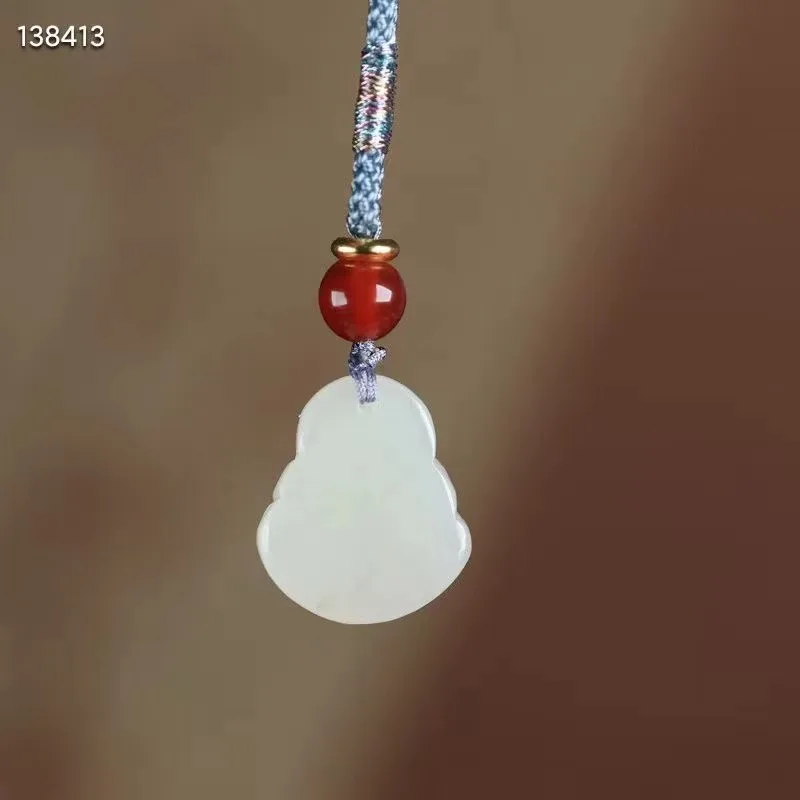 Новый натуральный 100% настоящий белый нефритовый кулон Будды с гравировкой