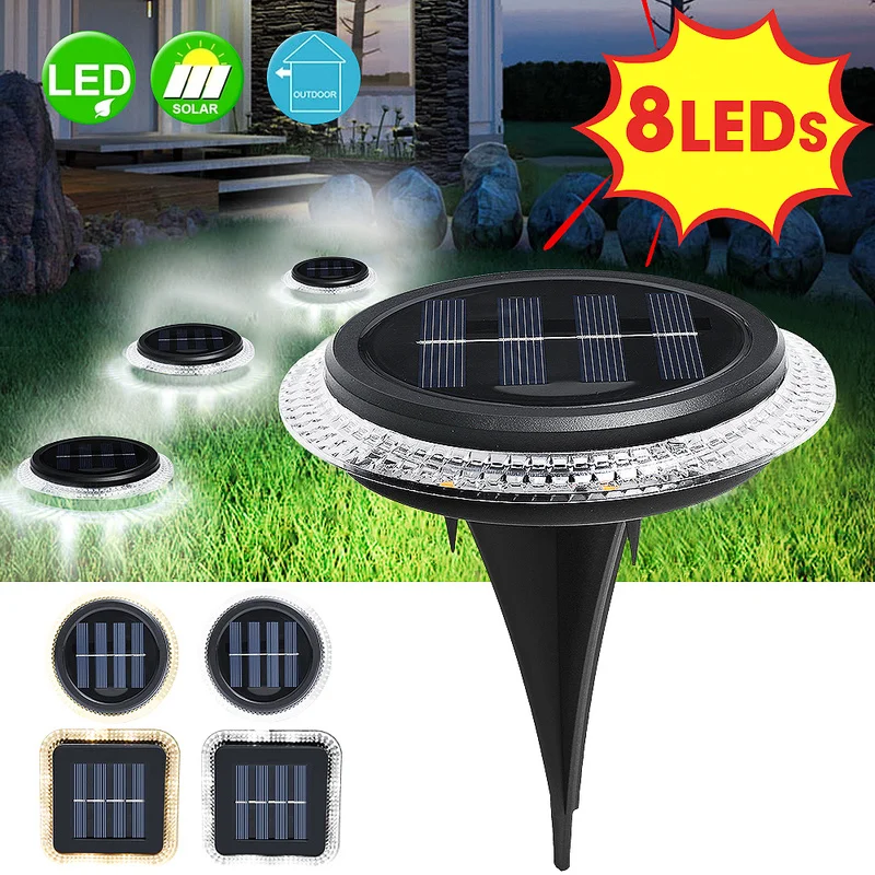 

8 светодиодов, солнечный светильник для газона, двора, садовый светильник на солнечной батарее, водонепроницаемый наружный садовый светсве...