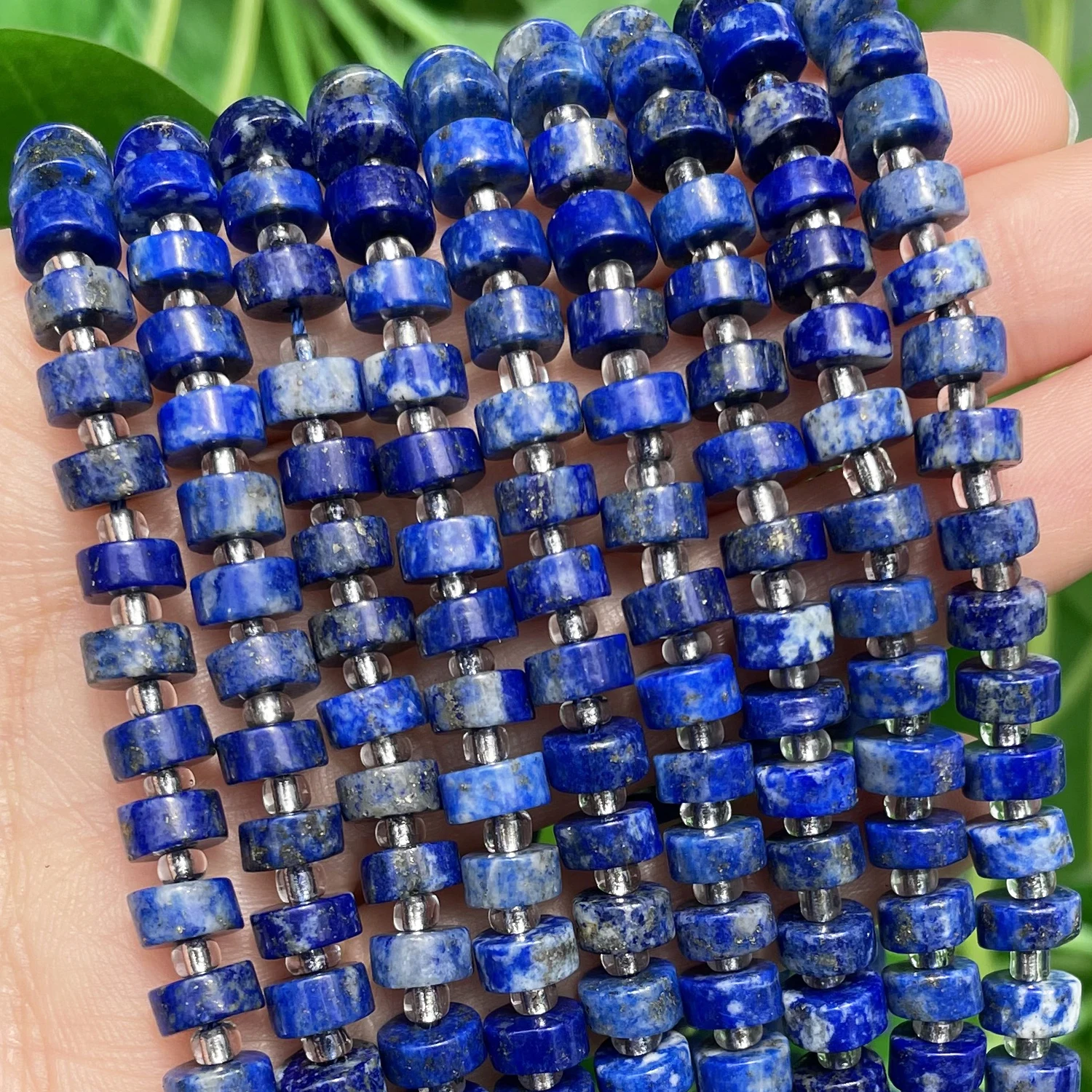 

6*4mm Natural Lapis Lazuli Rondelle Beads Wheel Round Loose Spacer Beads for Needlework Jewelry Making DIY Bracelet Accessories