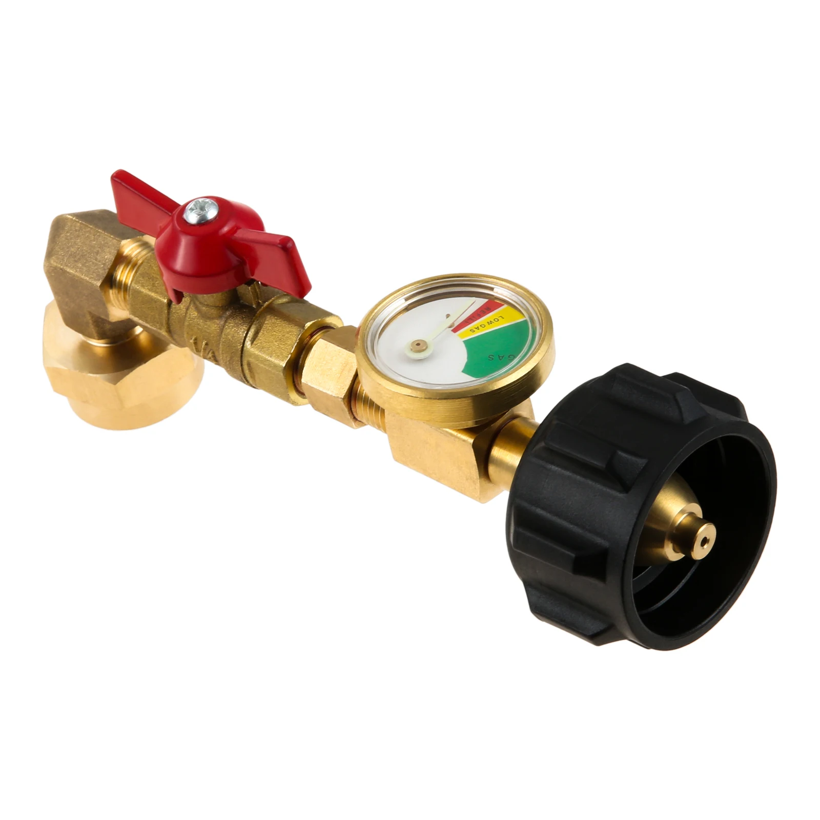 

QCC1 пропановый Заправляемый угловой адаптер с пропановым резервуаром, манометр, регулирующий клапан ВКЛ-ВЫКЛ для кемпинга, гриля, 1 фунт, быс...