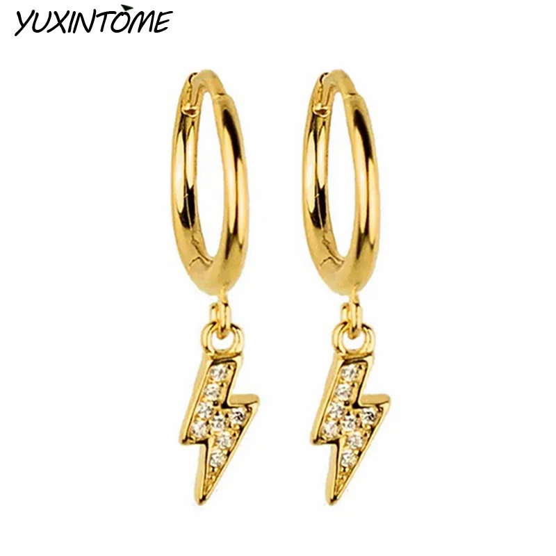 

925 Sterling Silver Needle Fashion Lightning Drop Earrings for Women White Cubic Zirconia Hoop Ear Rings Fine Luxury Jewelry