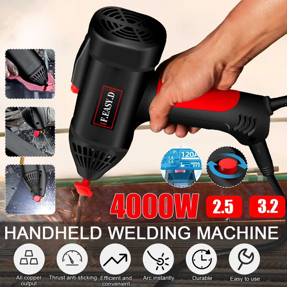 

220V 5000W Electric Digital Arc Welding Machine Handheld Automatic Welder Tool Current Thrust welding group for 2~14mm Thickness