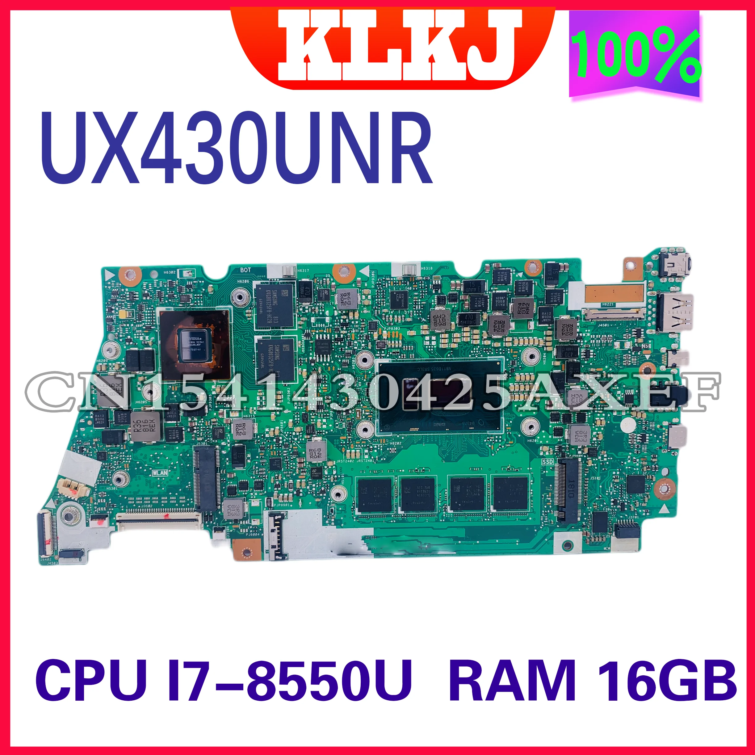 

Материнская плата Dinzi UX430UN для ноутбука ASUS ZenBook UX430UNR UX430UN UX430UQ U4100U, системная плата W/16GB-RAM I7-8550U MX150 100% тест