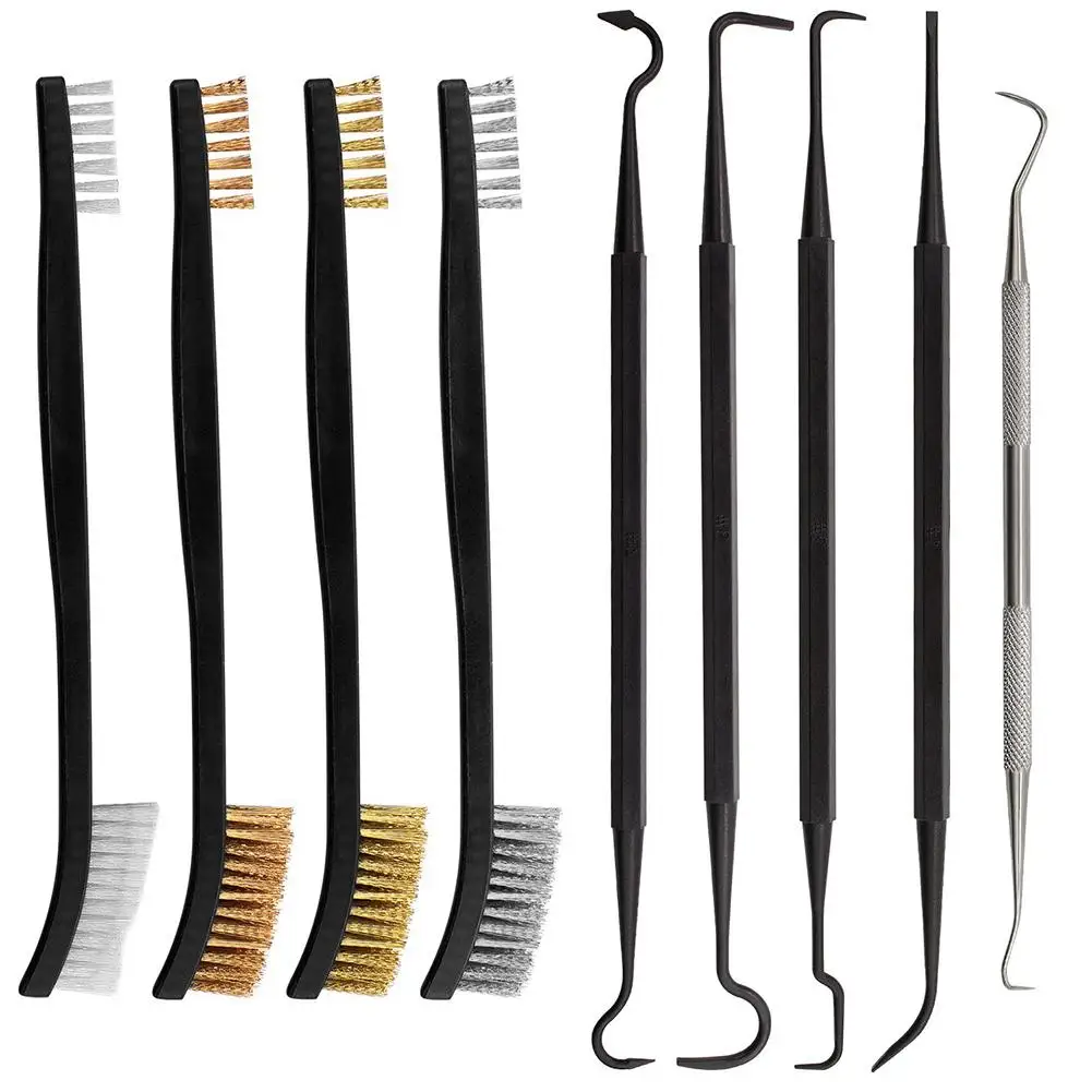 

9pcs Mini Wire Brush Set With Comfortable Handle Anti-corrosion Cleaning Tools For Families Workshops