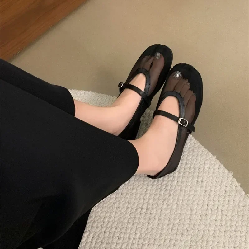 Женские сетчатые Туфли Мэри Джейн летние туфли с круглым носком перфорацией на