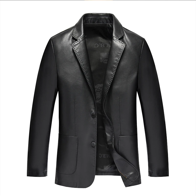 Spring Autumn Men's Ecological Sheepskin Casual Suit Coat Super Fiber Leather Suit Men's Leather Jackets Business, Sizes M-4XL