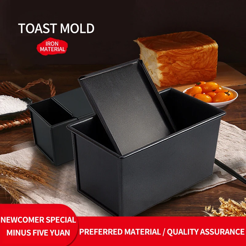 

Toast Box Mold Black Low Sugar Non-Stick Coated Toast Box 250g to 1000g Bread Box Kitchen Cake Baking Tool Bottom Porous Design